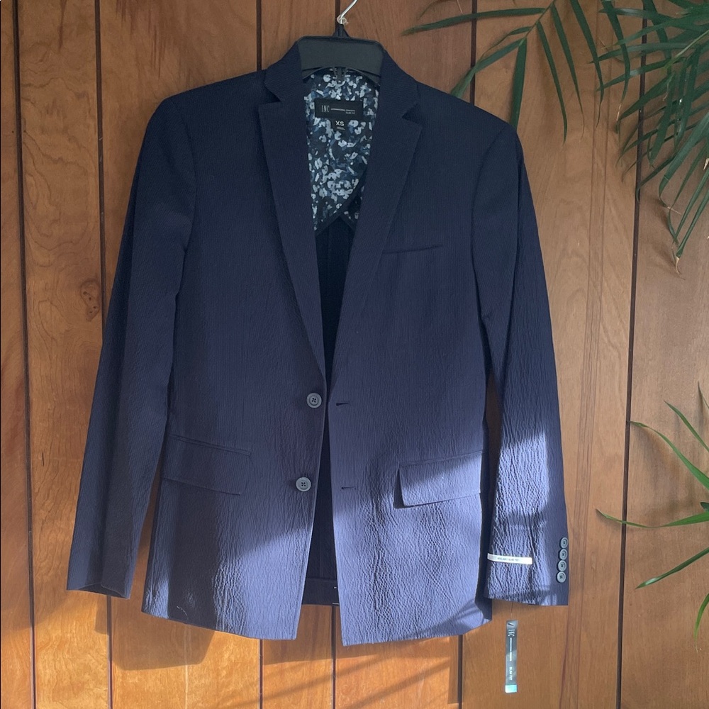INC International Concepts Navy Textured Blazer and Pant Set